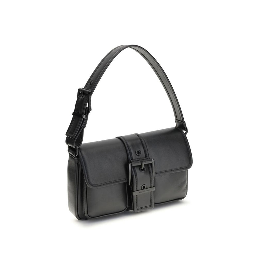 Black Calf Leather Bos Taurus Shoulder BagThe Colby medium Shoulder Bag by Michael Kors features an elegant rectangular silhouette enhanced by a bold buckle. Made of soft leather, it is perfect for carrying under the arm thanks to its flat handle. The fla