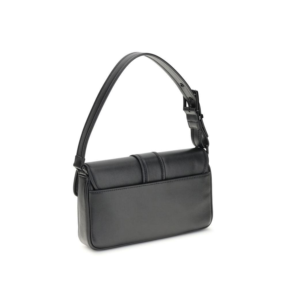 Black Calf Leather Bos Taurus Shoulder BagThe Colby medium Shoulder Bag by Michael Kors features an elegant rectangular silhouette enhanced by a bold buckle. Made of soft leather, it is perfect for carrying under the arm thanks to its flat handle. The fla