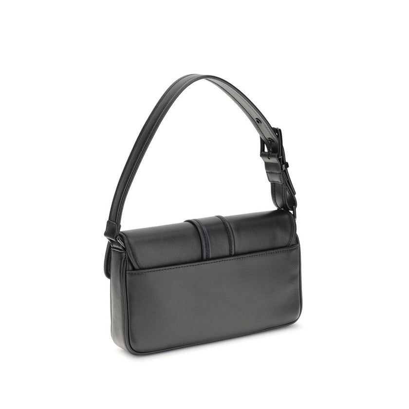Black Calf Leather Bos Taurus Shoulder BagThe Colby medium Shoulder Bag by Michael Kors features an elegant rectangular silhouette enhanced by a bold buckle. Made of soft leather, it is perfect for carrying under the arm thanks to its flat handle. The fla