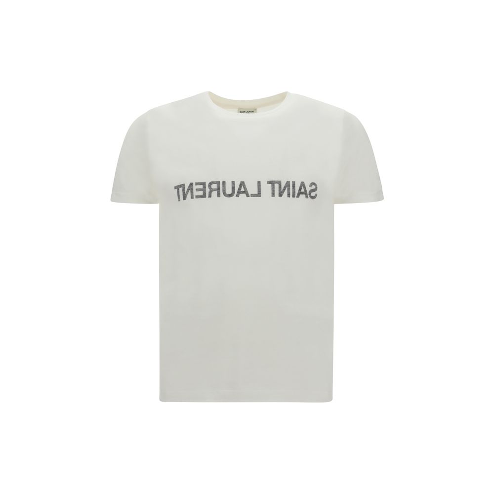 White Cotton T-ShirtCotton T-Shirt by Saint Laurent, ribbed crew neck, iconic brand monogram in contrast on front and back, regular fit. Season: AW25 Composition: 100% Cotton MADE IN ITALYWhite Cotton T-Shirt${tagsSaint LaurentAulae White Cotton T-Shirt S