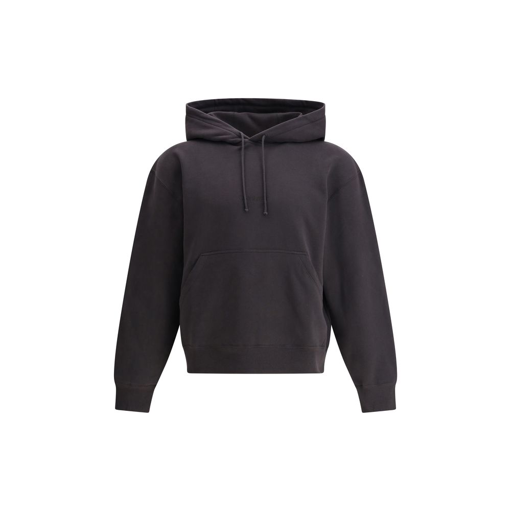 Black Cotton SweatshirtThe Saint Laurent Hoodie is a garment that combines comfort and urban style, with a simple yet refined design. The adjustable drawstring hood offers functionality and the possibility of customizing the fit, while the kangaroo pocket