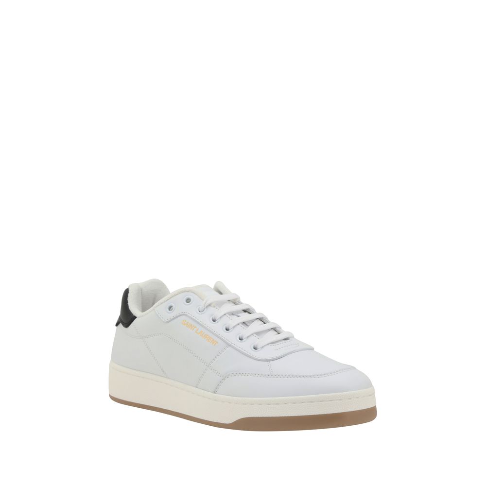 White Calf Leather Bos Taurus Low Top SneakersThe Saint Laurent SL61 leather Sneakers feature a round toe and a lace-up front fastening for a comfortable and adjustable fit. The iconic contrasting monogram is applied to the side panel and heel, adding a d