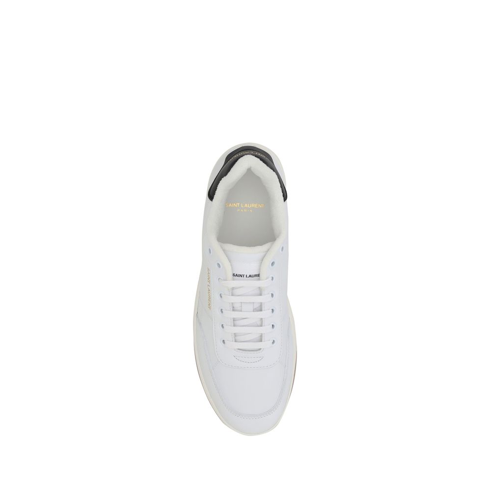 White Calf Leather Bos Taurus Low Top SneakersThe Saint Laurent SL61 leather Sneakers feature a round toe and a lace-up front fastening for a comfortable and adjustable fit. The iconic contrasting monogram is applied to the side panel and heel, adding a d