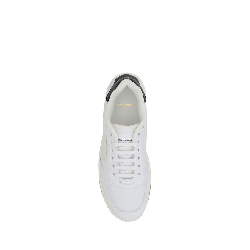 White Calf Leather Bos Taurus Low Top SneakersThe Saint Laurent SL61 leather Sneakers feature a round toe and a lace-up front fastening for a comfortable and adjustable fit. The iconic contrasting monogram is applied to the side panel and heel, adding a d