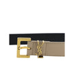 Brown Calf Leather Bos Taurus Regular BeltThe Saint Laurent leather Belt is a sophisticated accessory with an essential and refined design. Made of smooth leather, it features a front plaque with the brand’s iconic brass-plated logo, adding a touch of cha