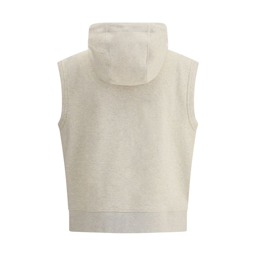 Gray Cotton SweatshirtFendi’s Hooded sweatshirt Vest combines comfort and contemporary style. Featuring a front zipper closure, it features the iconic logo printed on the front, two patch pockets and a ribbed hem that complete the functional and stylish d