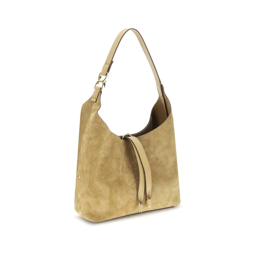Beige Calf Leather Bos Taurus Shoulder BagChloé’s Marcie Shoulder Bag is an elegant accessory crafted from soft suede calfskin. Featuring an essential and refined design, it features an on-top handle embellished with the iconic golden metallic element. Th