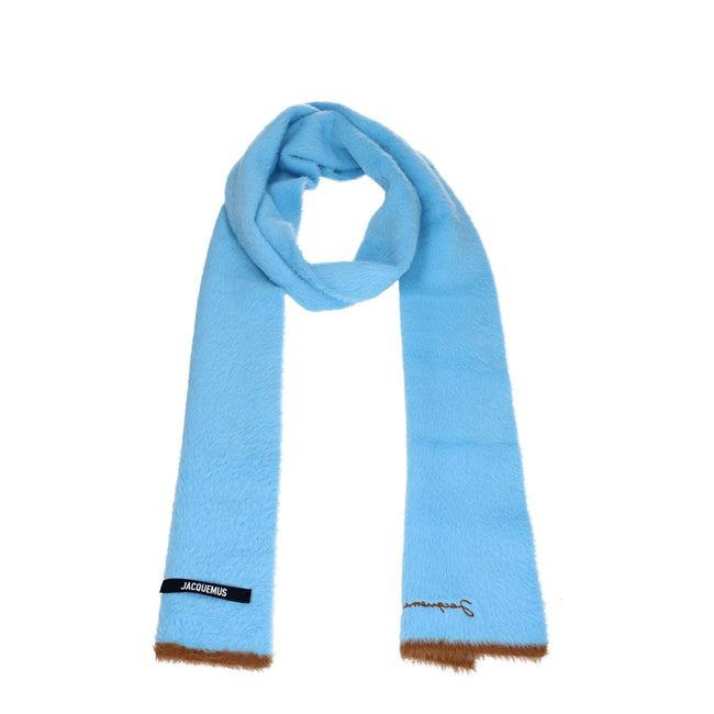 Light Blue Polyamide ScarfDescription: The product with MPN 226AC4375080320 and code F76351 polyamide in heavenly is a scarves designed by Jacquemus. It has features like side logo. Additional Info: Style: Casual Materials: Elastane Measurements: 24×250 c