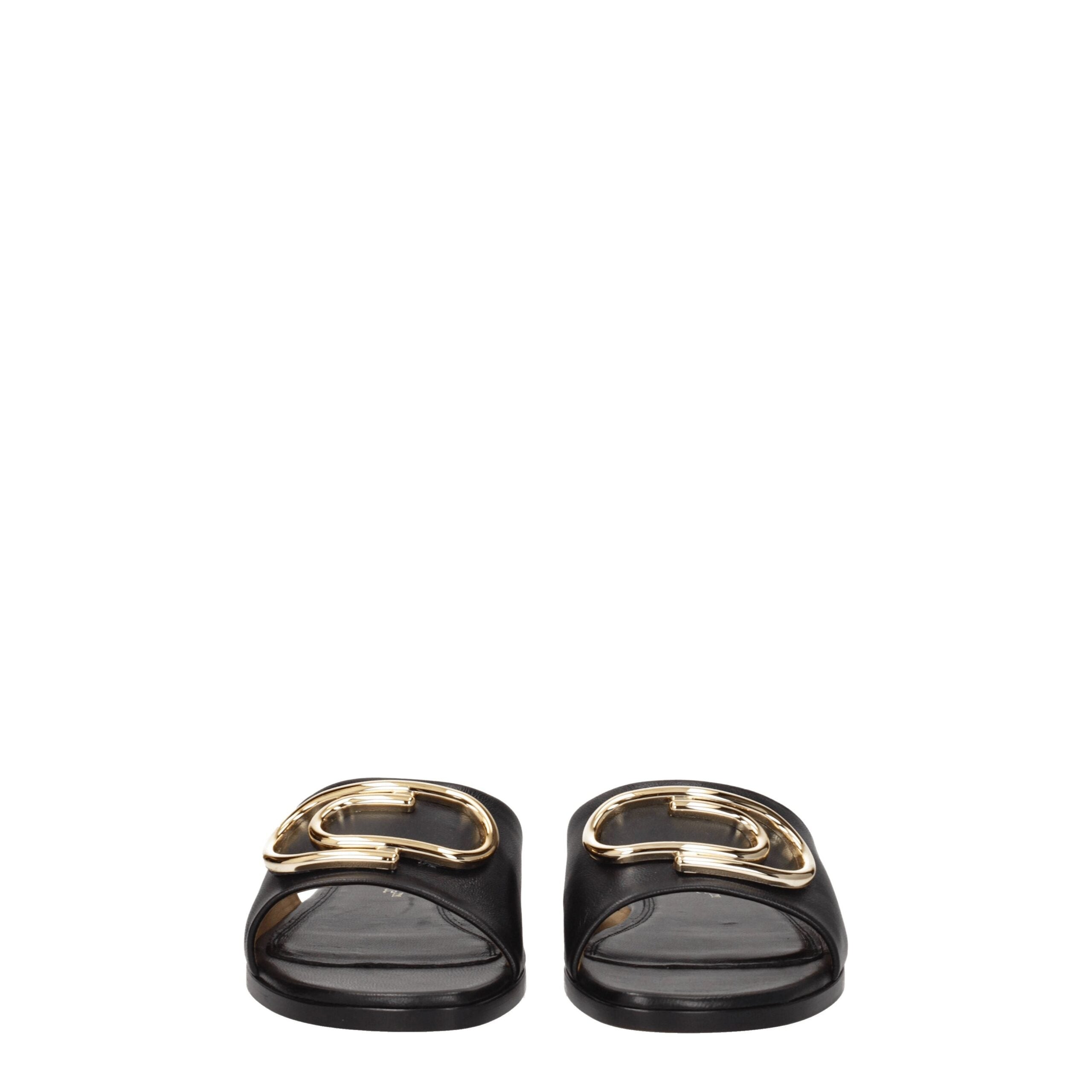 Black Leather SlippersDescription: The product with MPN OWIC015LEA0031076 and code F76758 leather in black is a slippers and clogs designed by Off-White. Additional Info: Color details: Gold Style: Casual Materials: Leather Shoe sole: Leather Shoe tip: Op