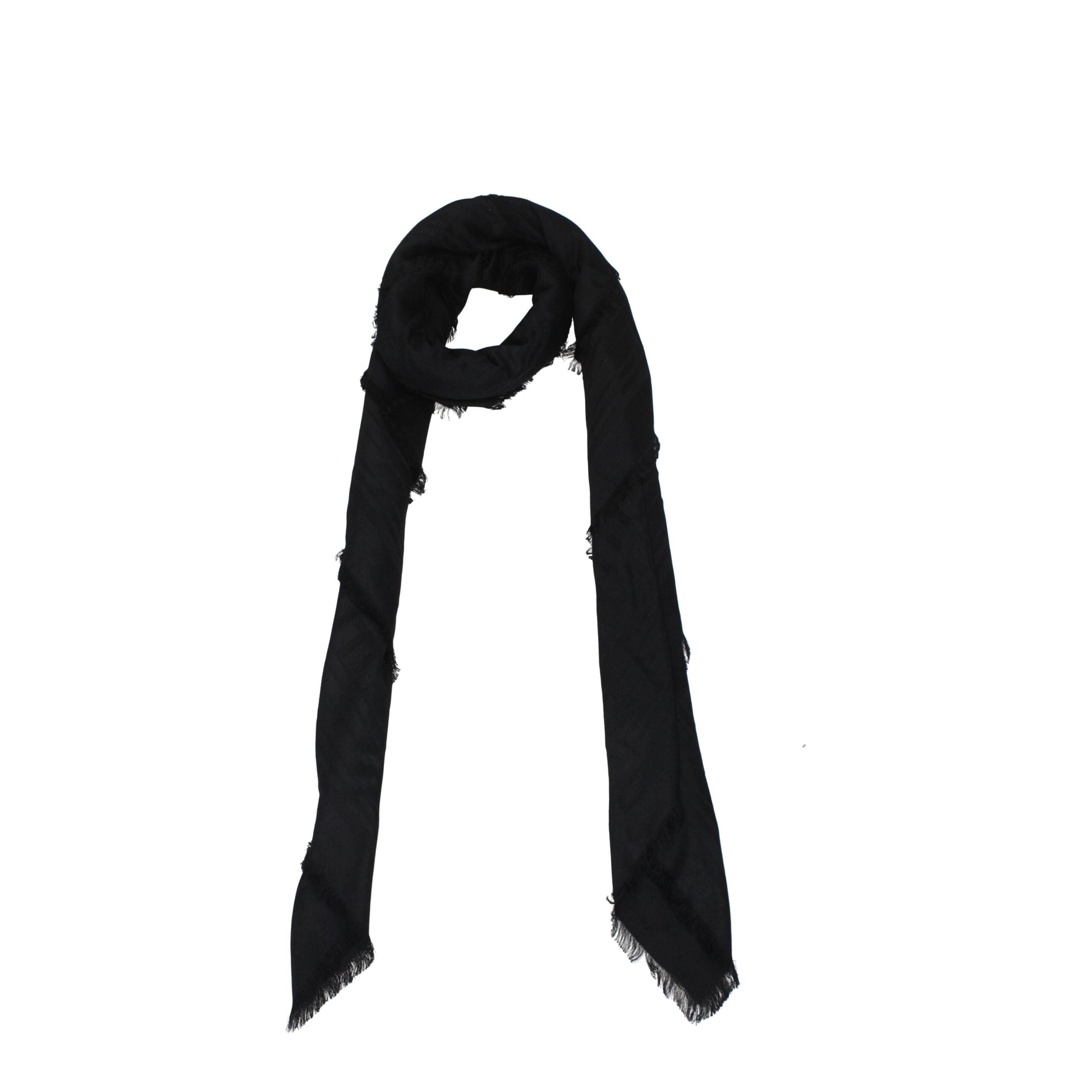 Schwarzer Viskose-Foulard mit Fransen