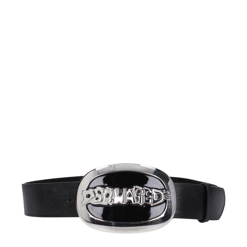 Black Leather BeltDescription: The product with MPN BEW039912900001M1510 and code F78408 leather in black is a belts designed by Dsquared2. It has features like vintage effect, front logo. Additional Info: Style: Country Belt height: 4.3 cm Closing type: