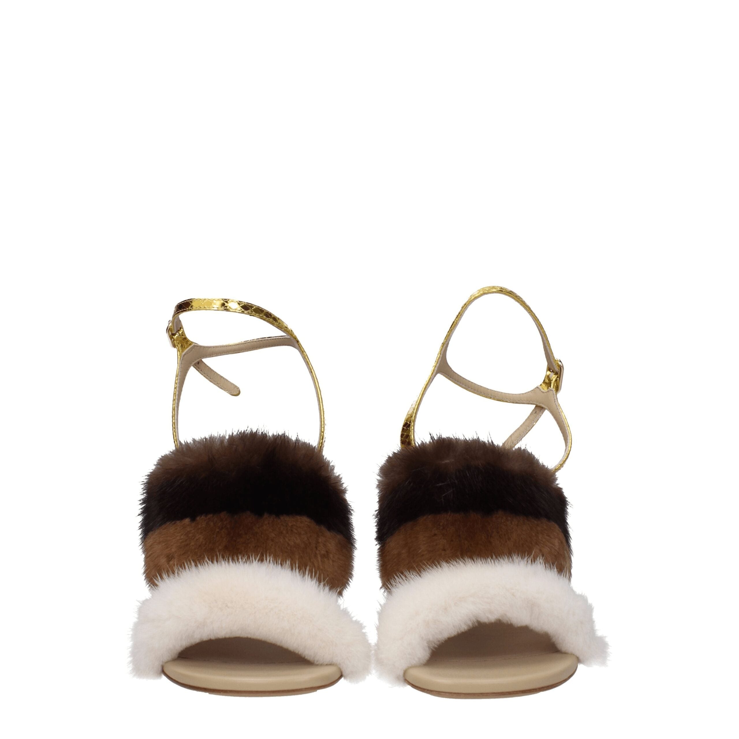Brown Mink Strap-On SandalsDescription: The product with MPN 8X8275AI11F1H00 and code F79324 mink in brown is a sandals designed by Fendi. It has features like vintage effect, side logo. Additional Info: Style: Casual Closing type: Buckle Closure Material