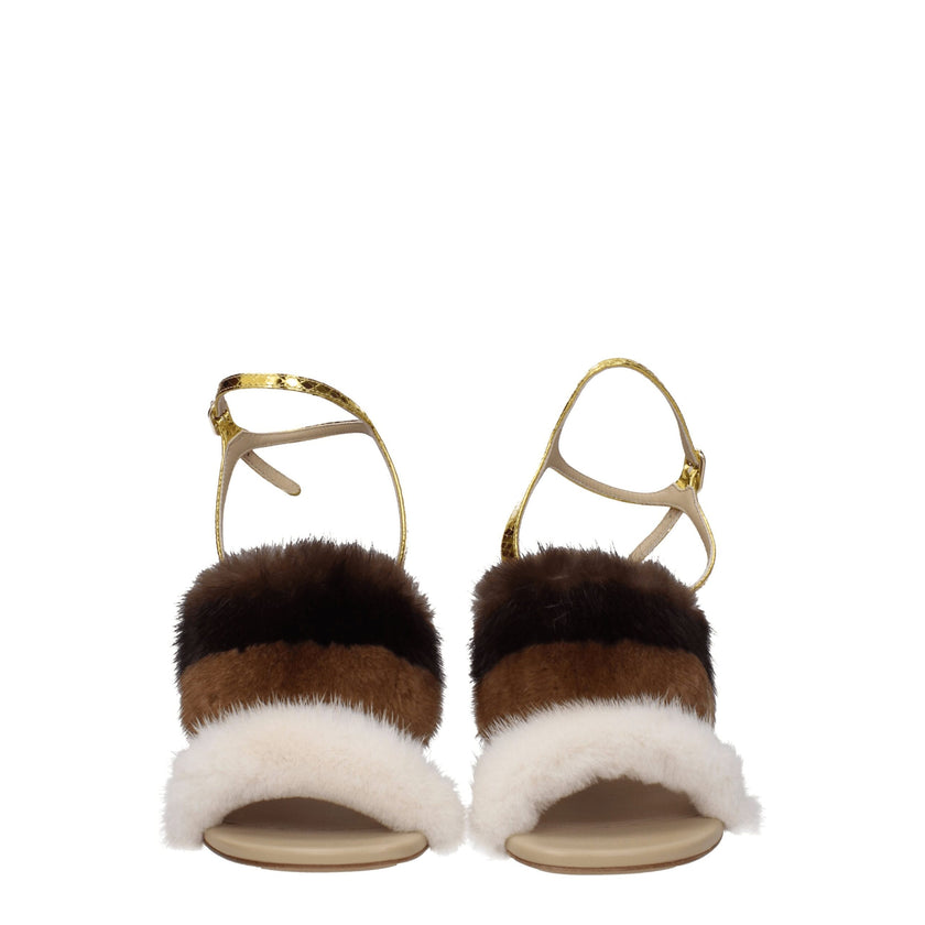 Brown Mink Strap-On SandalsDescription: The product with MPN 8X8275AI11F1H00 and code F79324 mink in brown is a sandals designed by Fendi. It has features like vintage effect, side logo. Additional Info: Style: Casual Closing type: Buckle Closure Material