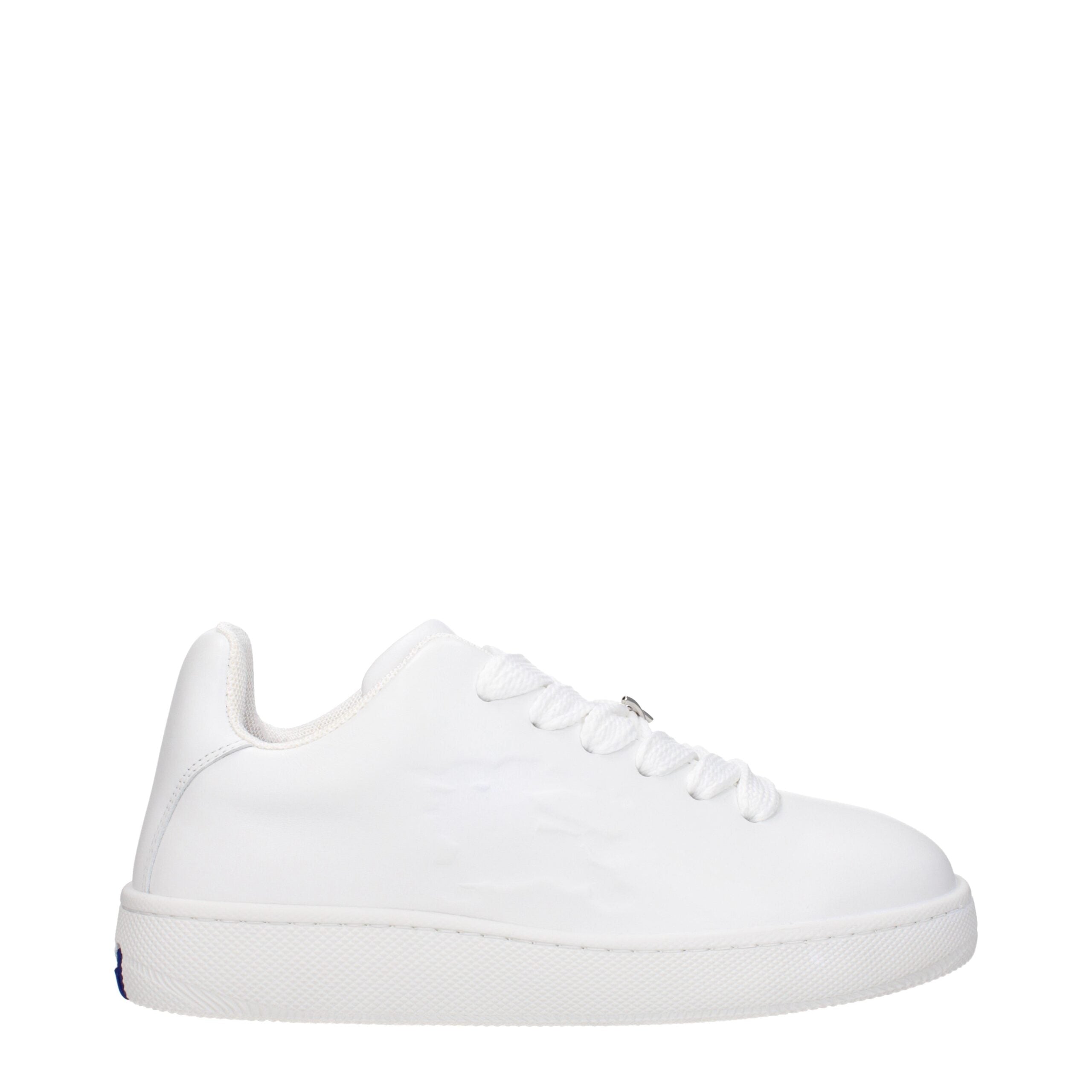 White Leather Low Top SneakersDescription: The product with MPN 8083326 and code F80773 leather in white is a sneakers designed by Burberry. It has features like side detail. Additional Info: Style: Sporty Glam Closing type: Lace up Closure Shoe sole: Rub