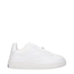 White Leather Low Top SneakersDescription: The product with MPN 8083326 and code F80773 leather in white is a sneakers designed by Burberry. It has features like side detail. Additional Info: Style: Sporty Glam Closing type: Lace up Closure Shoe sole: Rub