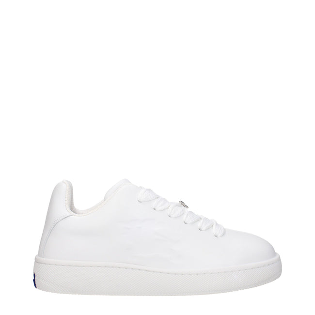 White Leather Low Top SneakersDescription: The product with MPN 8083326 and code F80773 leather in white is a sneakers designed by Burberry. It has features like side detail. Additional Info: Style: Sporty Glam Closing type: Lace up Closure Shoe sole: Rub
