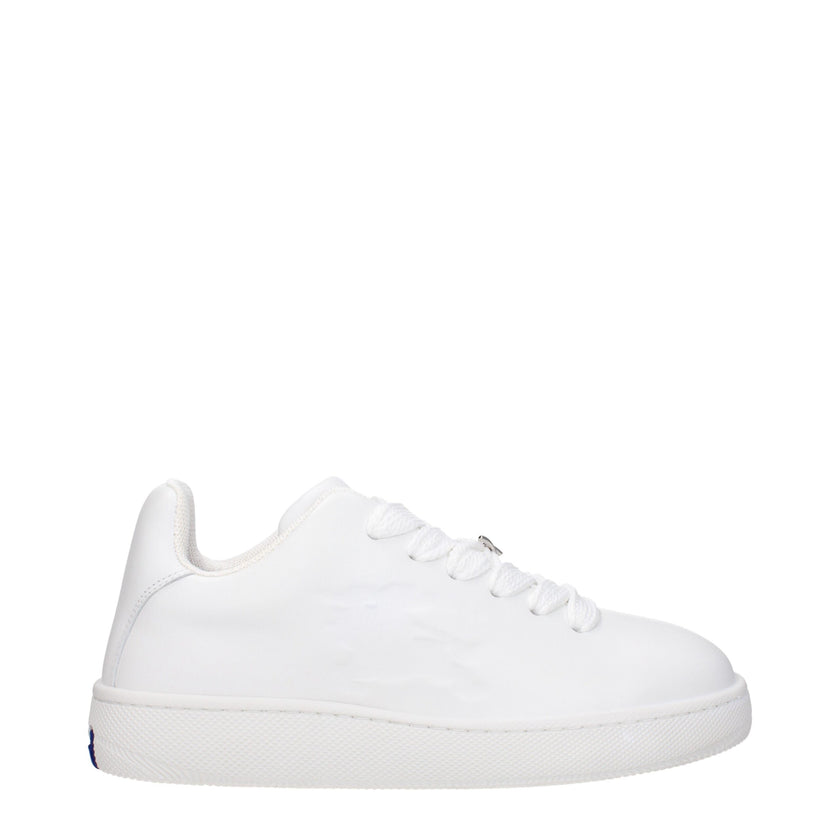 White Leather Low Top SneakersDescription: The product with MPN 8083326 and code F80773 leather in white is a sneakers designed by Burberry. It has features like side detail. Additional Info: Style: Sporty Glam Closing type: Lace up Closure Shoe sole: Rub