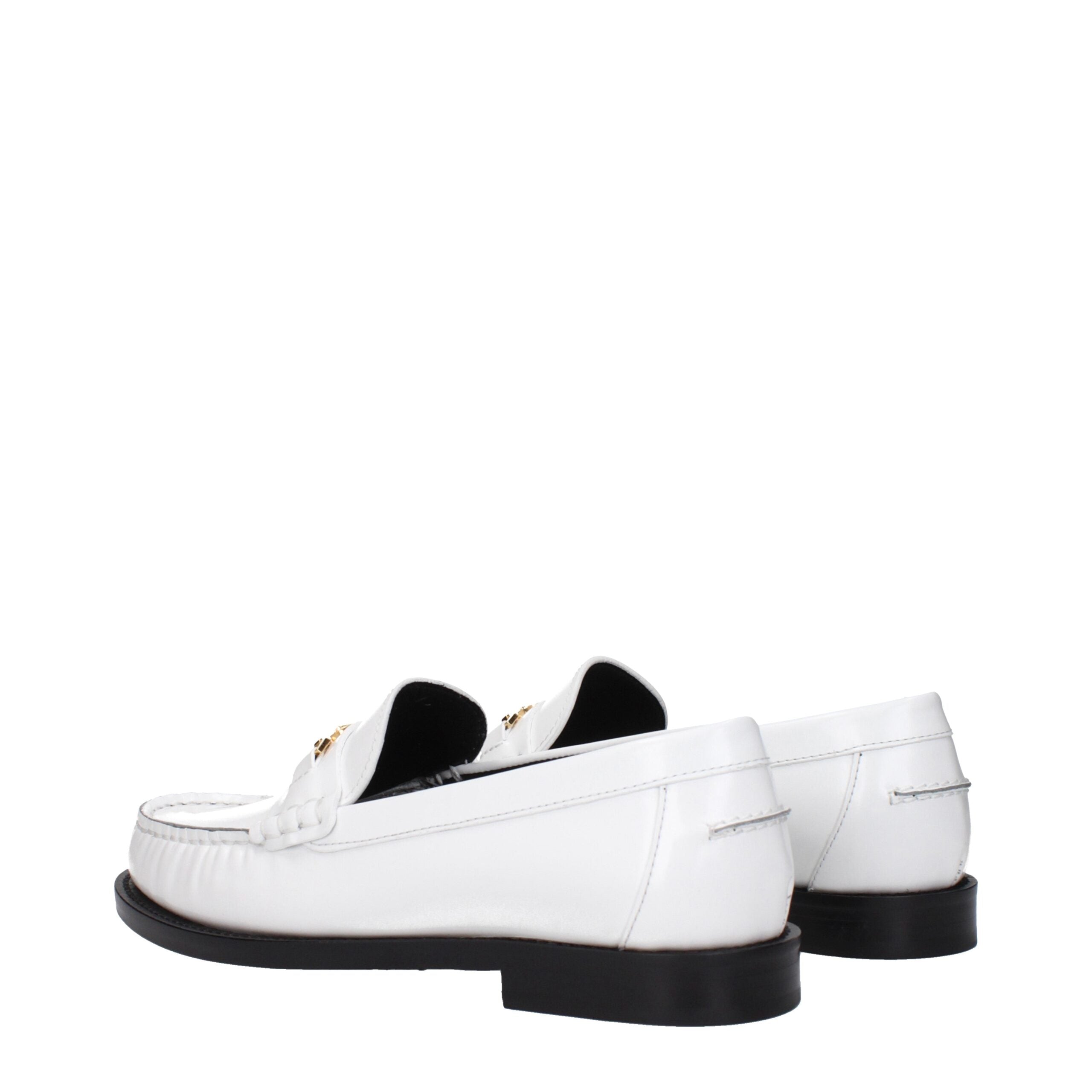 White Leather Slip-On LoafersDescription: The product with MPN 10121231A087731W00V and code F82515 leather in white is a loafers designed by Versace. It has features like front detail, front logo.White Leather Slip-On Loafers${tagsVersaceAulae White Leath