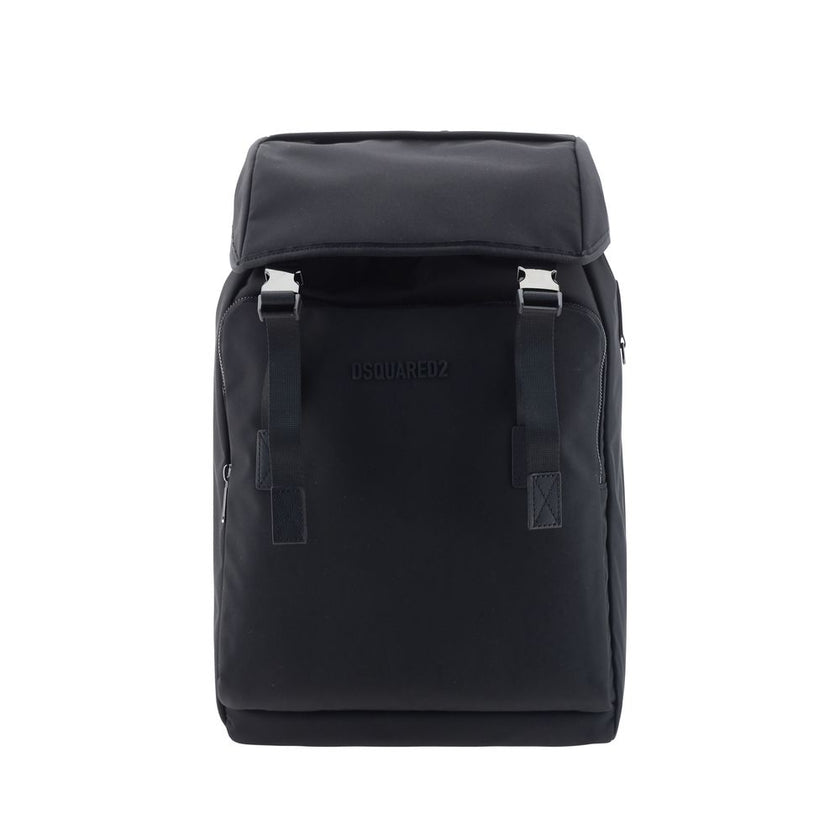 Black Nylon BackpackDsquared2’s Backpack is a bold and functional accessory designed to accompany everyday life in style. Equipped with padded and adjustable shoulder straps, it ensures comfort even during prolonged use, while the upper rigid handle offer