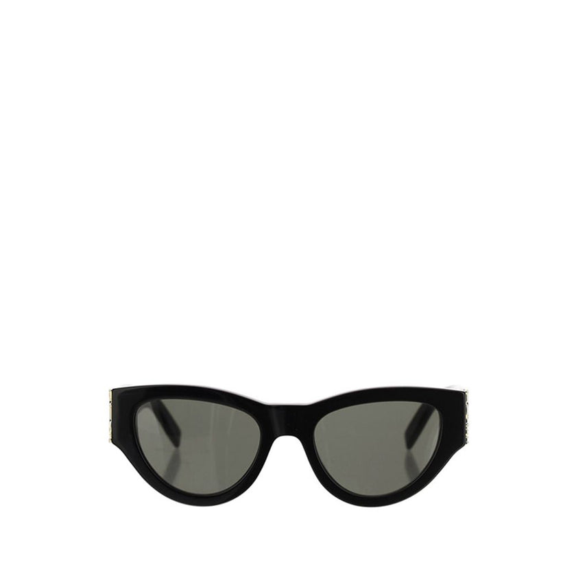 Black Acetate SunglassesThe Saint Laurent Cat-Eye Sunglasses are an elegant and bold accessory that combines a touch of vintage glamour with a contemporary style. The cat-eye shape, with its thin lines and raised sides, gives a feminine and sophisticated