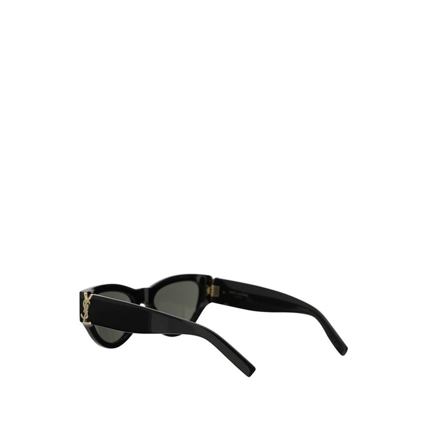 Black Acetate SunglassesThe Saint Laurent Cat-Eye Sunglasses are an elegant and bold accessory that combines a touch of vintage glamour with a contemporary style. The cat-eye shape, with its thin lines and raised sides, gives a feminine and sophisticated