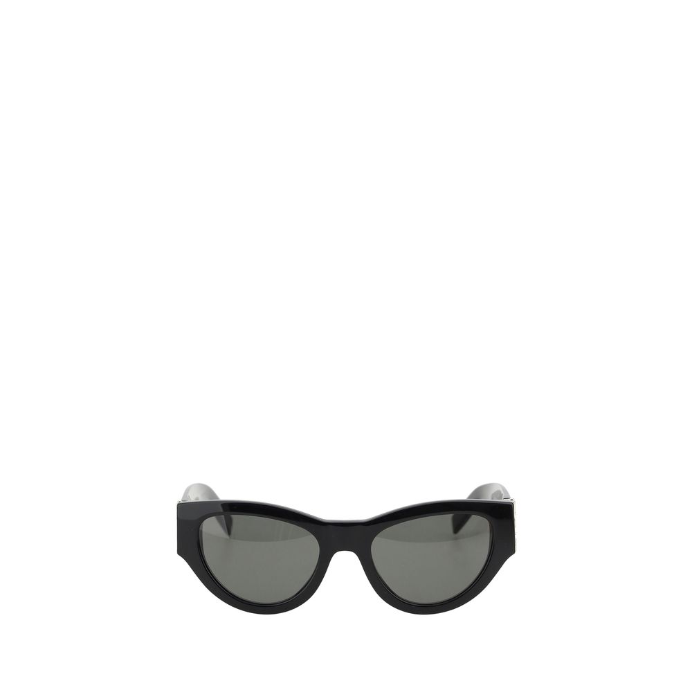 Black Acetate SunglassesThe Saint Laurent Cat-Eye Sunglasses are an elegant and bold accessory that combines a touch of vintage glamour with a contemporary style. The cat-eye shape, with its thin lines and raised sides, gives a feminine and sophisticated