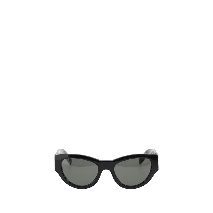 Black Acetate SunglassesThe Saint Laurent Cat-Eye Sunglasses are an elegant and bold accessory that combines a touch of vintage glamour with a contemporary style. The cat-eye shape, with its thin lines and raised sides, gives a feminine and sophisticated