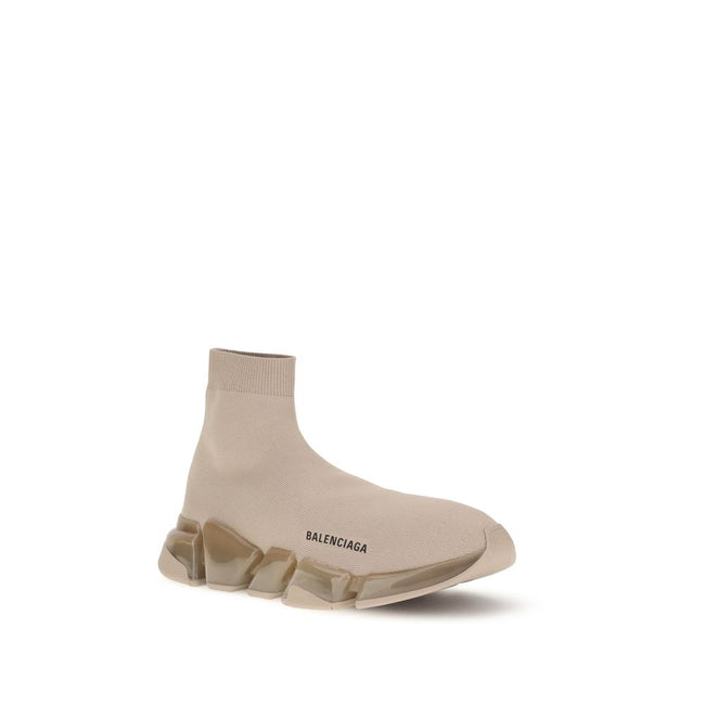 Beige Polyester Athletic SneakersBalenciaga’s Speed Sneakers are a bold and contemporary take on the sneaker concept, with an innovative design that combines comfort and style. The fitted sock style ensures a perfect fit and a lightweight feel, while the