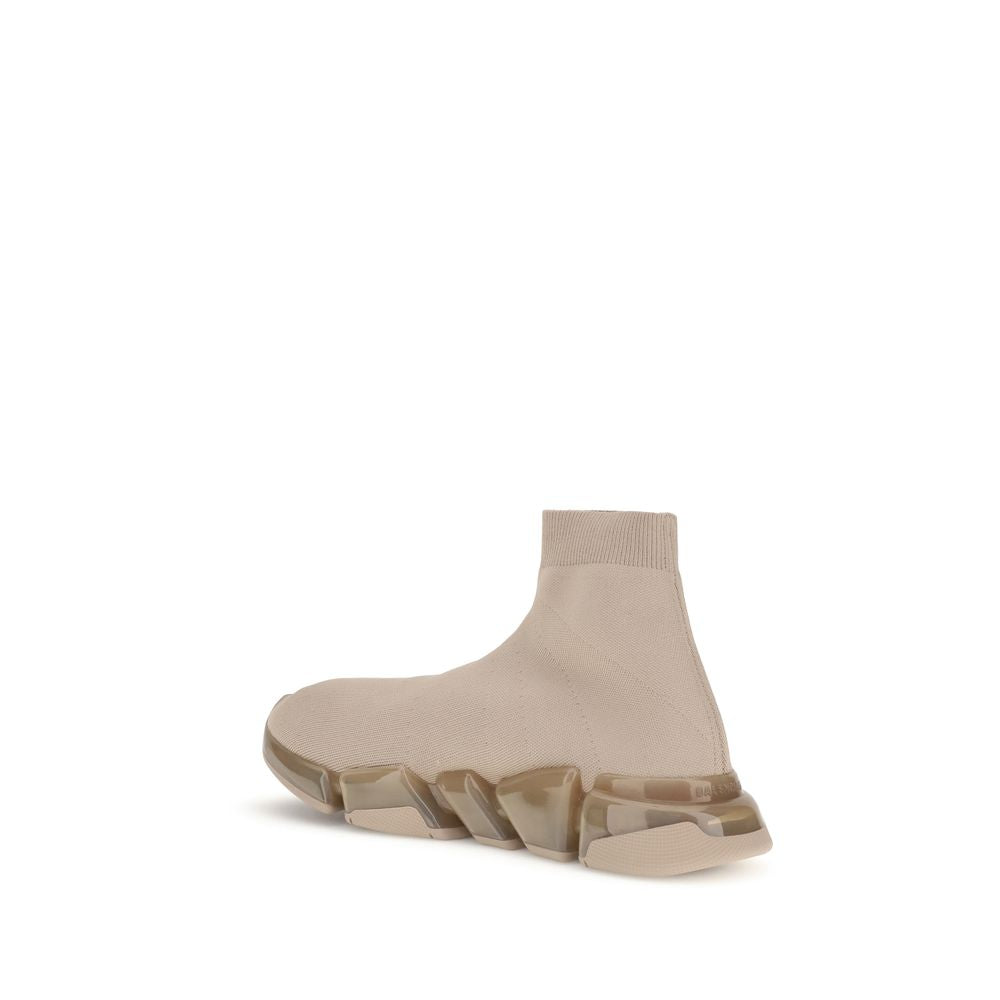 Beige Polyester Athletic SneakersBalenciaga’s Speed Sneakers are a bold and contemporary take on the sneaker concept, with an innovative design that combines comfort and style. The fitted sock style ensures a perfect fit and a lightweight feel, while the