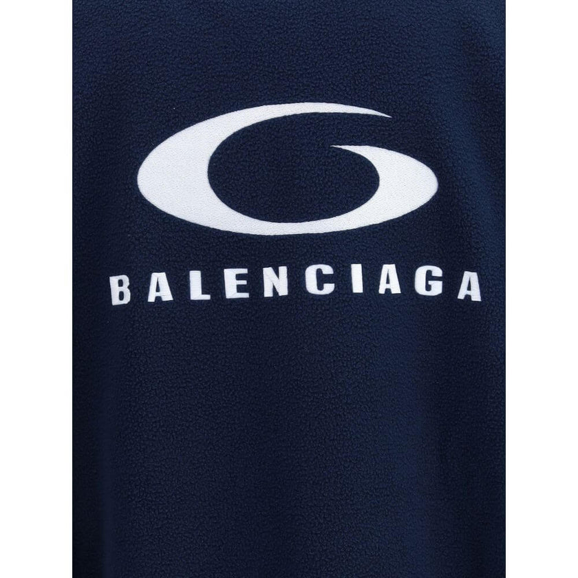 Blue Polyester BomberBalenciaga’s Loop Sports Icon zip Jacket by Balenciaga, made of fleece terry, combines comfort and sporty character. Featuring a double-slider zipper closure, it has long sleeves, two zipper pockets and gathered trim at the cuffs and