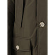 Green Cotton ParkaParka Arctic Jacket by Woolrich Woolen, front closure with invisible zip and cista buttons, two side patch pockets with flap for closure, two welt pockets on the front, patch with iconic brand signature applied on the neckline, elastic r