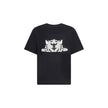 Black Cotton T-ShirtCotton Happy Tiger T-Shirt by Kenzo features a ribbed crew neck for lasting comfort. The garment features a bold tiger print on both the front and back, the brand’s iconic symbol, accompanied by the iconic contrasting monogram on the f