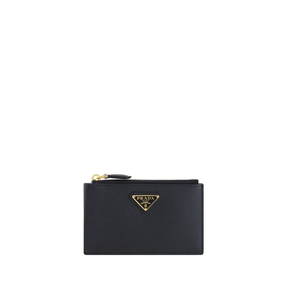 Black Calf Leather Bos Taurus WalletThe Prada Coin Purse is an elegant and practical accessory. The top zip closure ensures the safety of the contents, while the triangular plaque with the brand’s signature on the front adds a distinctive and luxurious to