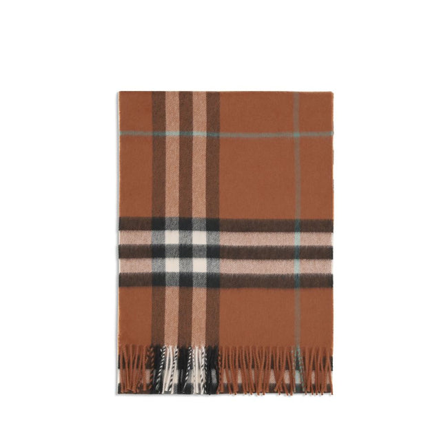 Brown Cashmere ScarfThe Burberry Check Cashmere Scarf is a symbol of timeless elegance. The rectangular design with fringed ends completes a timeless accessory. Season: AW25 Dimension: 168×168 Composition: 100% Kashmir/capra Hircus MADE IN GREAT BRITAINBr