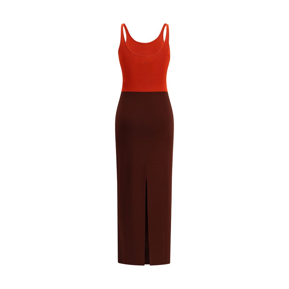 Multicolor Viscose Casual DressFendi’s long knit Dress features a fitted silhouette and sleeveless design with thin straps and a wide round neckline. Made of viscose yarn with a color-block pattern, it combines elegance and modernity in a sleek, feminine