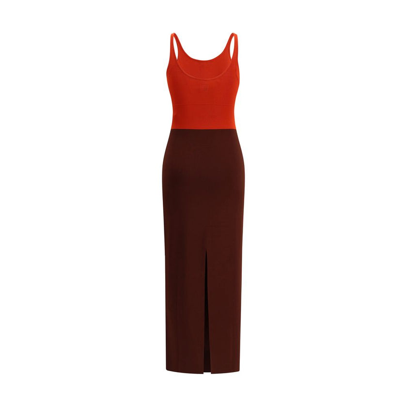 Multicolor Viscose Casual DressFendi’s long knit Dress features a fitted silhouette and sleeveless design with thin straps and a wide round neckline. Made of viscose yarn with a color-block pattern, it combines elegance and modernity in a sleek, feminine