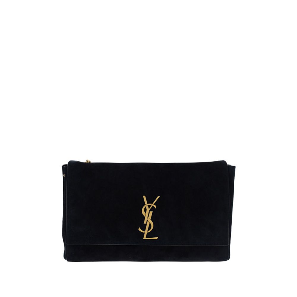Black Calf Leather Bos Taurus Shoulder BagThe Kate Suede leather Shoulder Bag by Saint Laurent combines elegance and modernity. Featuring a front magnetic closure, it features an embossed plaque with the brand’s iconic monogram on the front. The sliding c