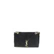 Black Calf Leather Bos Taurus Shoulder BagThe Kate Suede leather Shoulder Bag by Saint Laurent combines elegance and modernity. Featuring a front magnetic closure, it features an embossed plaque with the brand’s iconic monogram on the front. The sliding c
