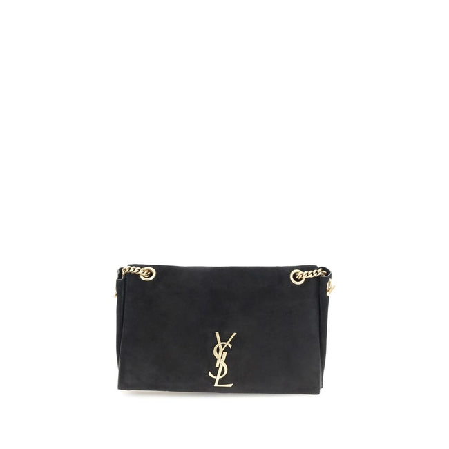 Black Calf Leather Bos Taurus Shoulder BagThe Kate Suede leather Shoulder Bag by Saint Laurent combines elegance and modernity. Featuring a front magnetic closure, it features an embossed plaque with the brand’s iconic monogram on the front. The sliding c