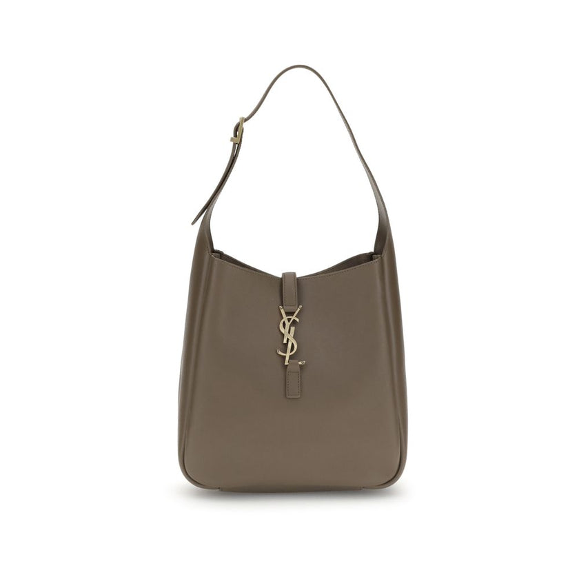 Brown Calf Leather Bos Taurus Shoulder BagSaint Laurent’s Cassandre Leather Shoulder Bag is the epitome of contemporary elegance. Featuring a refined hobo design, it features a supple grained leather silhouette and an adjustable shoulder strap with a logo