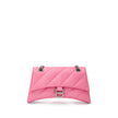 Pink Leather Shoulder BagBalenciaga Crush Shoulder Bag with Silver Chain. Matelassé style, curved design, covered snap closure, silver metal B logo, two internal compartments with zip pocket, double chain. Composition: 100% Leather Brand SKU: 716351210J05