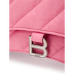 Pink Leather Shoulder BagBalenciaga Crush Shoulder Bag with Silver Chain. Matelassé style, curved design, covered snap closure, silver metal B logo, two internal compartments with zip pocket, double chain. Composition: 100% Leather Brand SKU: 716351210J05