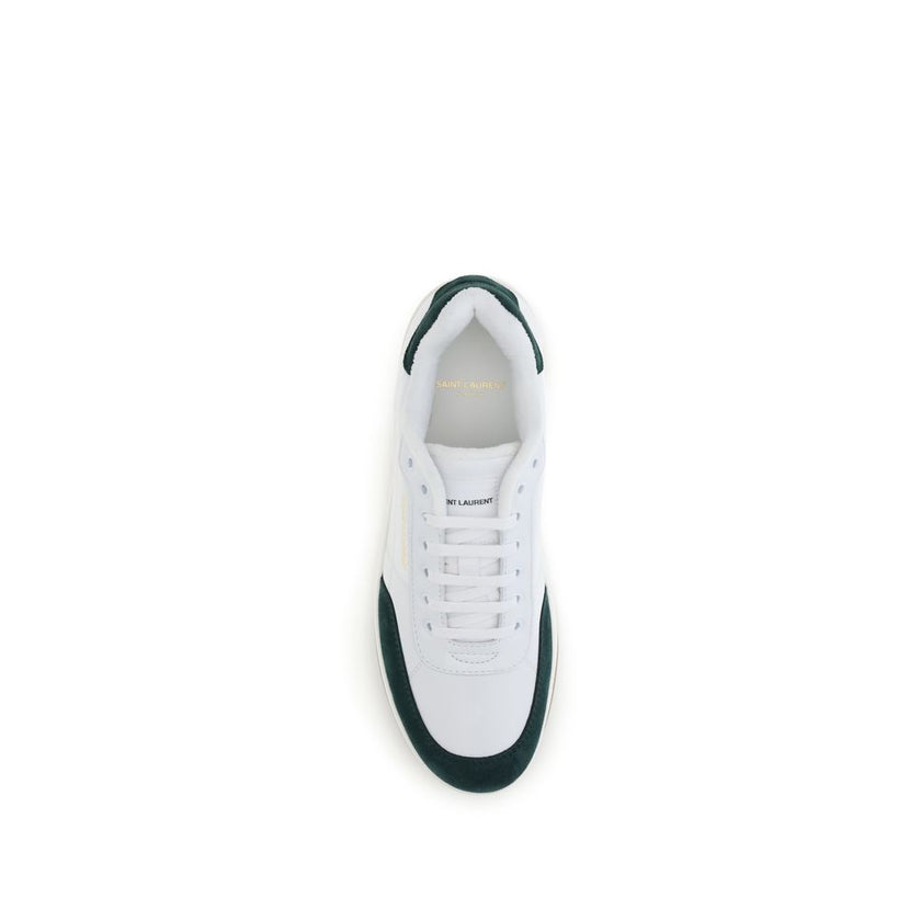 White Calf Leather Bos Taurus Low Top SneakersSaint Laurent’s SL61 Sneakers combine clean styling with refined details. Featuring a flat sole and lace-up closure, they feature logos on the side and heel, while the suede panel adds a touch of texture and s