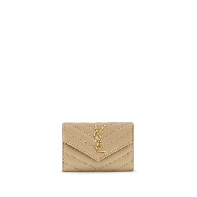WalletThe Saint Laurent Cassandre leather Wallet combines elegance and functionality with a quilted matelassé design and front flap with magnetic closure. Embellished with the iconic three-dimensional metal YSL logo, it features a coin compartment, card s