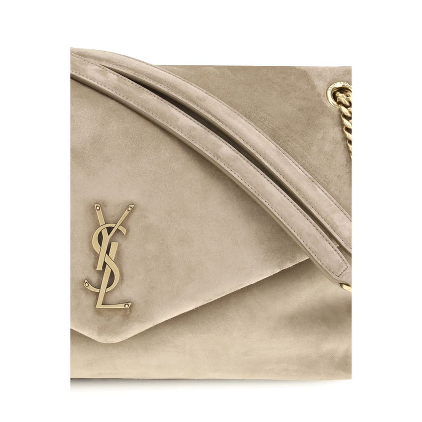 Beige Calf Leather Bos Taurus Shoulder BagThe Saint Laurent large Calypso Shoulder Bag is an elegant and refined accessory, perfect for those seeking a mix of style and functionality. Made with a grosgrain lining, this bag is distinguished by its golden c