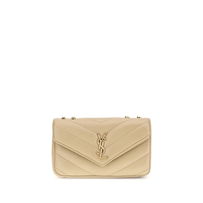Beige Lamb Ovis Aries Aries Shoulder BagThe LouLou Shoulder Bag by Saint Laurent is an icon of timeless elegance. Crafted with the unmistakable quilted design, it features a front closure with magnetic flap embellished with the brass logo applied on the f
