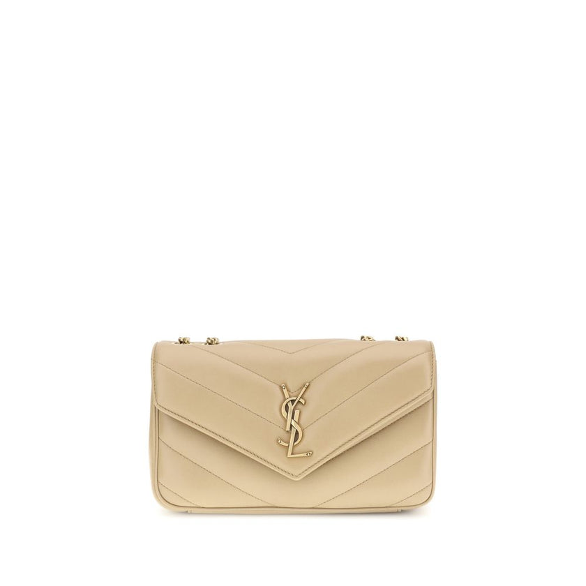 Beige Lamb Ovis Aries Aries Shoulder BagThe LouLou Shoulder Bag by Saint Laurent is an icon of timeless elegance. Crafted with the unmistakable quilted design, it features a front closure with magnetic flap embellished with the brass logo applied on the f