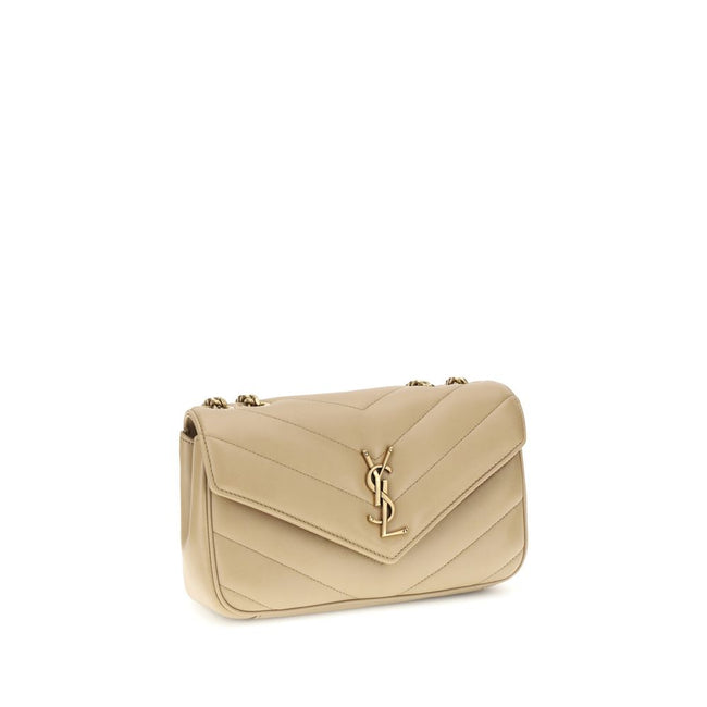 Beige Lamb Ovis Aries Aries Shoulder BagThe LouLou Shoulder Bag by Saint Laurent is an icon of timeless elegance. Crafted with the unmistakable quilted design, it features a front closure with magnetic flap embellished with the brass logo applied on the f