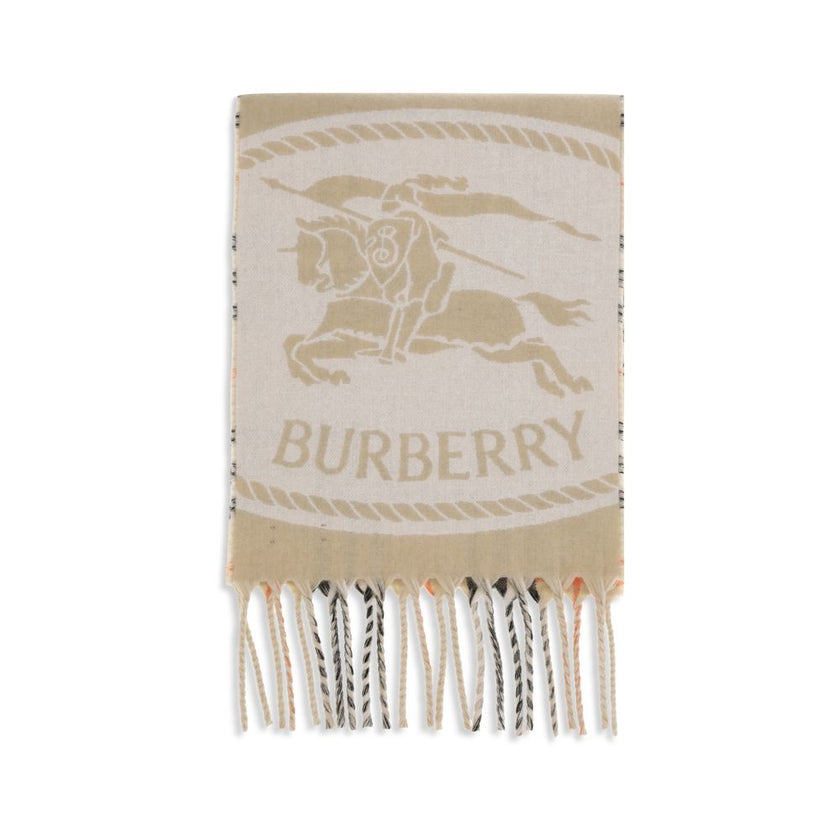 Knight Stamp reversible ScarfThe Burberry Knight Stamp Reversible Cashmere Scarf combines tradition and softness in a refined design. One side features the Burberry logo in jacquard, while the interior is decorated with the iconic Burberry Check pattern.