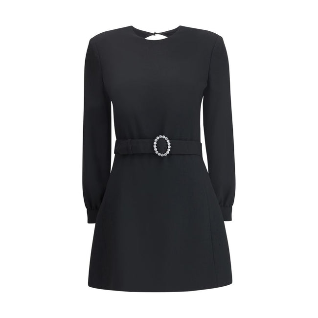 Black Viscose Cocktail DressSaint Laurent’s mini Dress is an elegant and structured design perfect for special occasions. Made with long sleeves and a round neckline, it features a refined button closure at the back of the neck, as well as a hidden hook-a